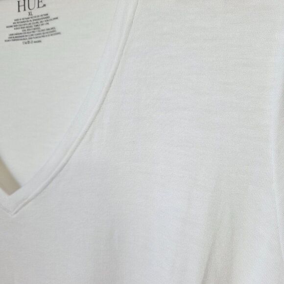 EUC HUE WHITE SUPER SOFT DEEP V NECK LONG LINE TEE SIZE XL - Picture 9 of 13